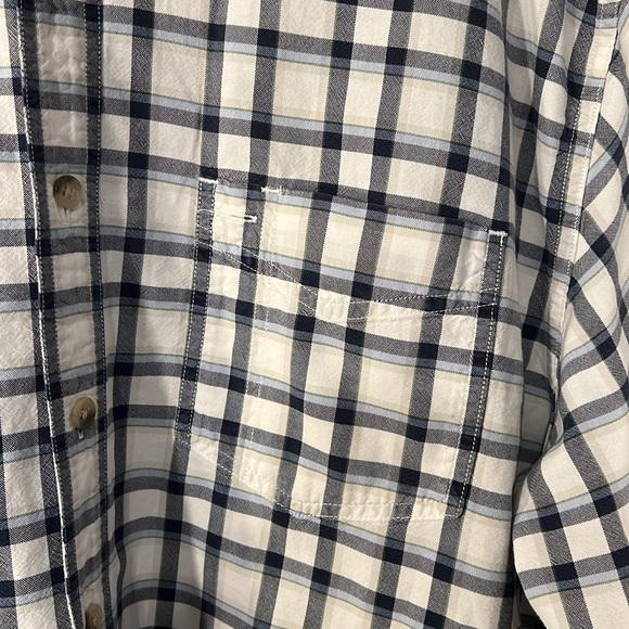 Eddie Bauer Button Down Collared Long Sleeve Blue & White Plaid Size Large shirt - Picture 3 of 10